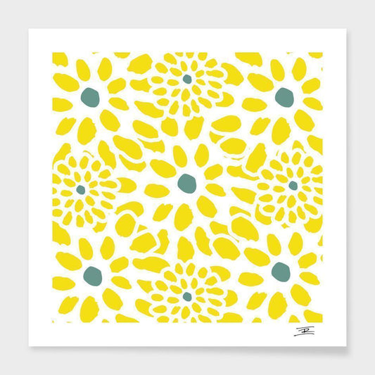 Flowers in Yellow Cushion/Pillow - BelleHarris