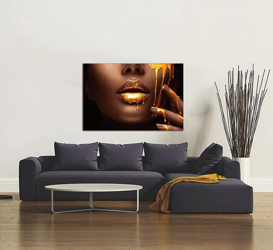 Sensuous Woman and Liquid Gold Acrylic Print Unframed Wall Art - BelleHarris
