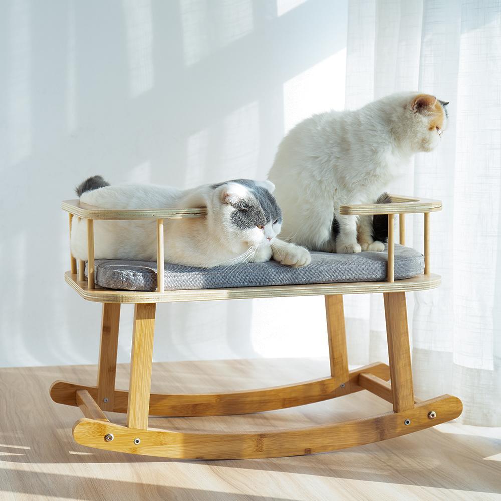 2 cats on a luxury rocking pet bed- pet accesories