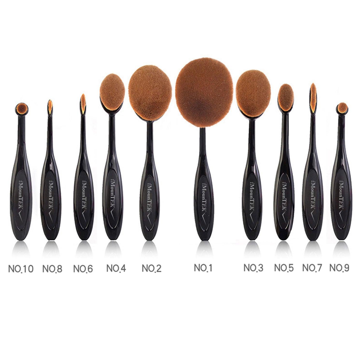 10-PCS Oval-Shaped Makeup Brush Set - BelleHarris