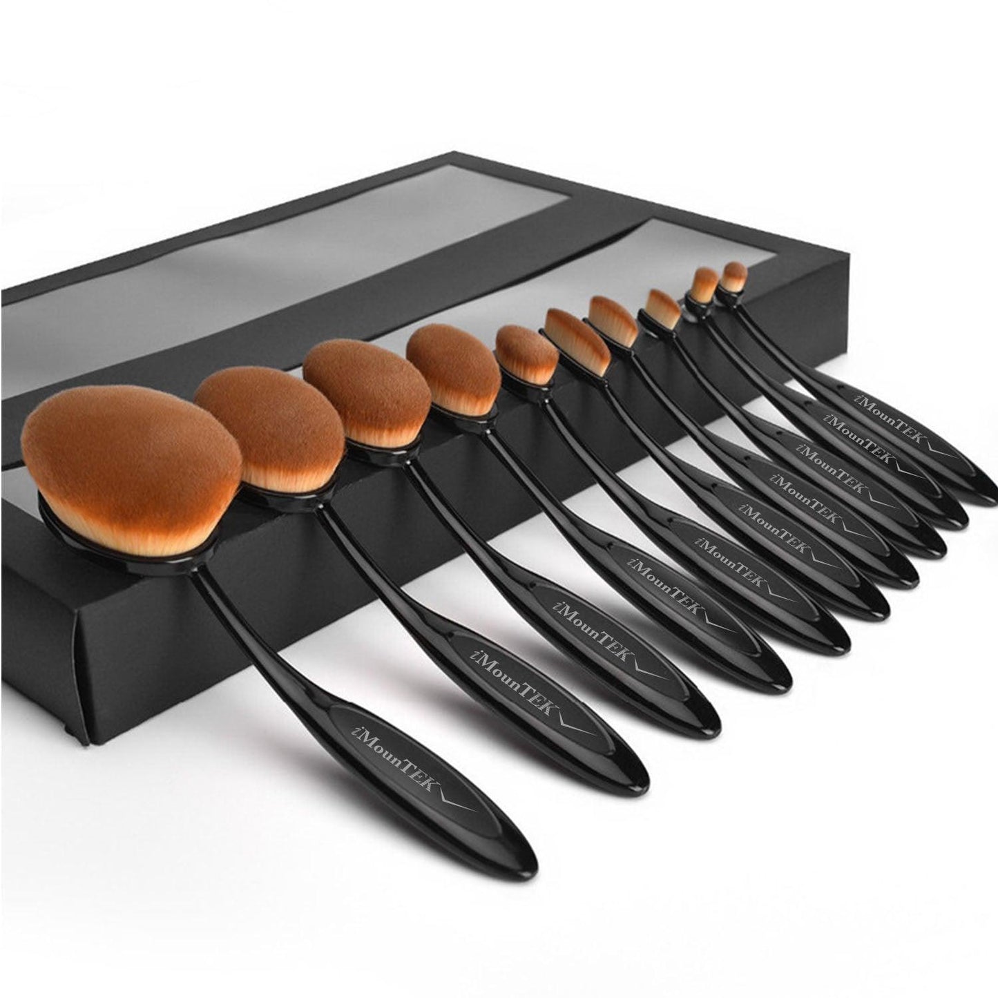 10-PCS Oval-Shaped Makeup Brush Set - BelleHarris