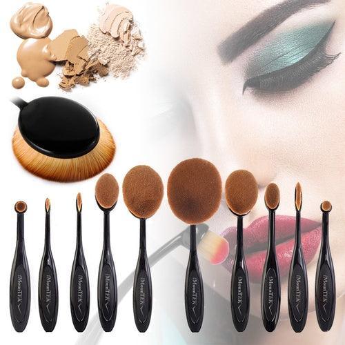 10-PCS Oval-Shaped Makeup Brush Set - BelleHarris
