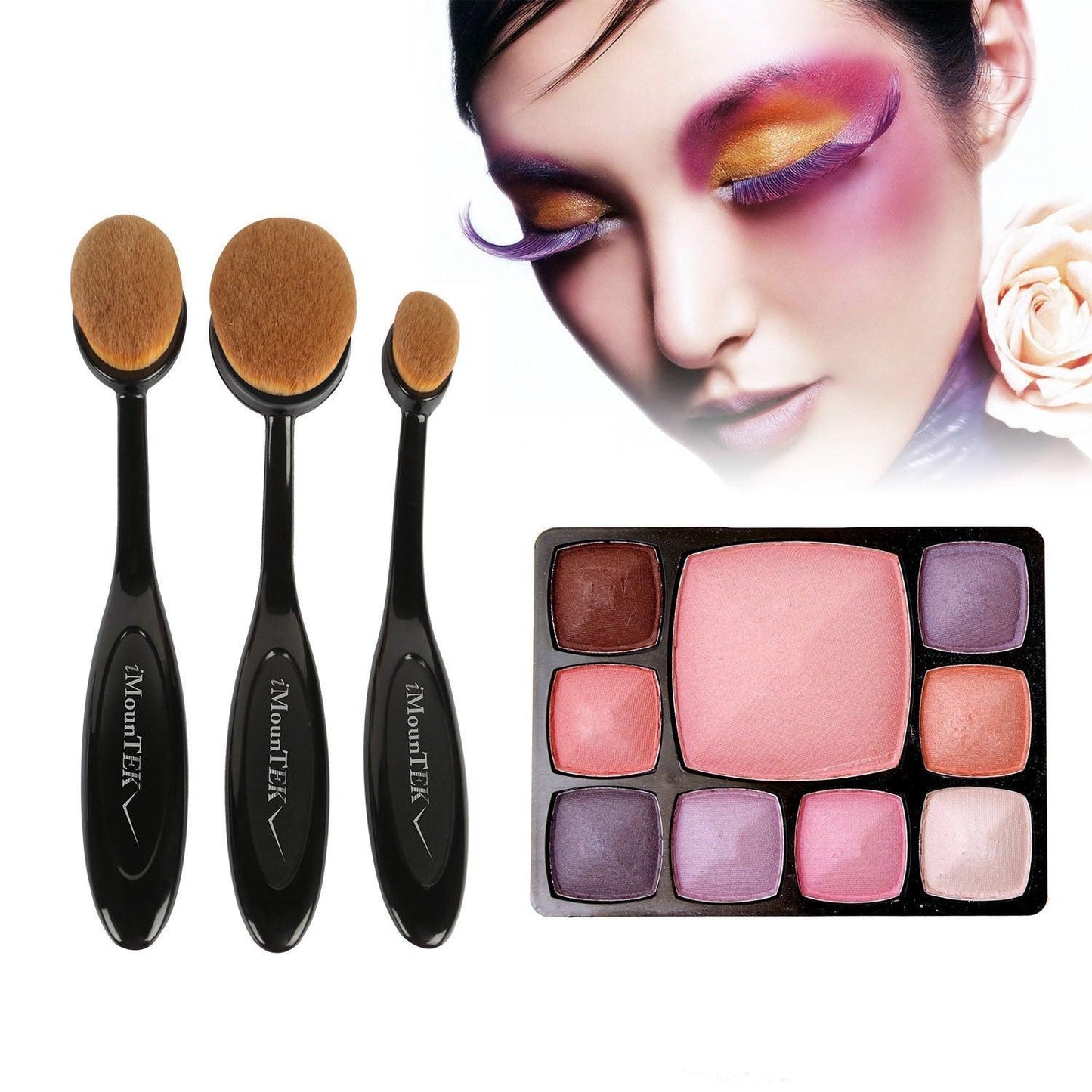 10-PCS Oval-Shaped Makeup Brush Set - BelleHarris