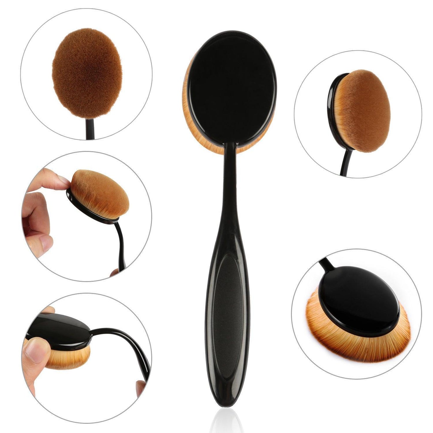 10-PCS Oval-Shaped Makeup Brush Set - BelleHarris
