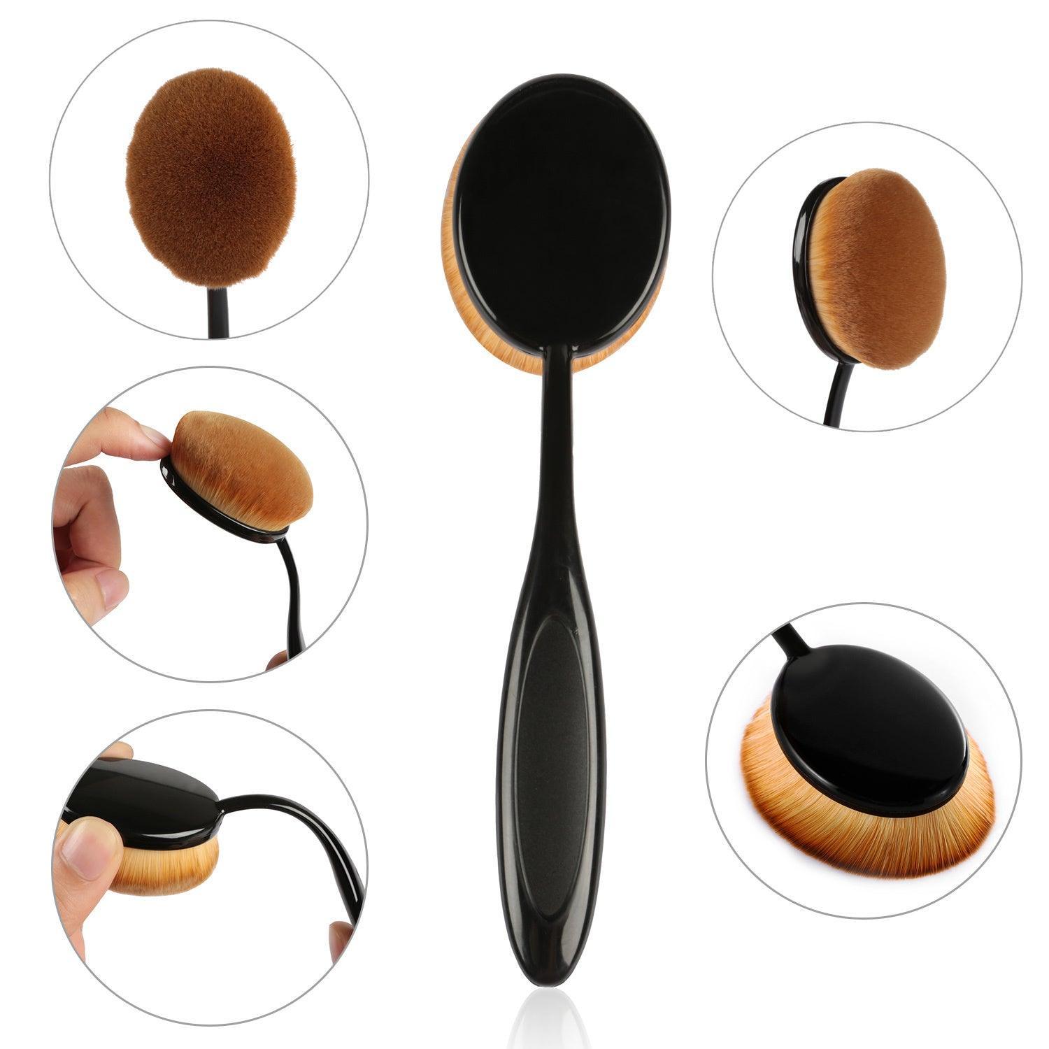 10-PCS Oval-Shaped Makeup Brush Set - BelleHarris