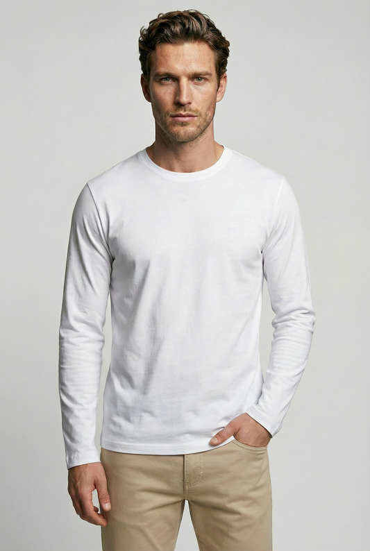 Bevis Long Sleeve Cotton t-shirt - White