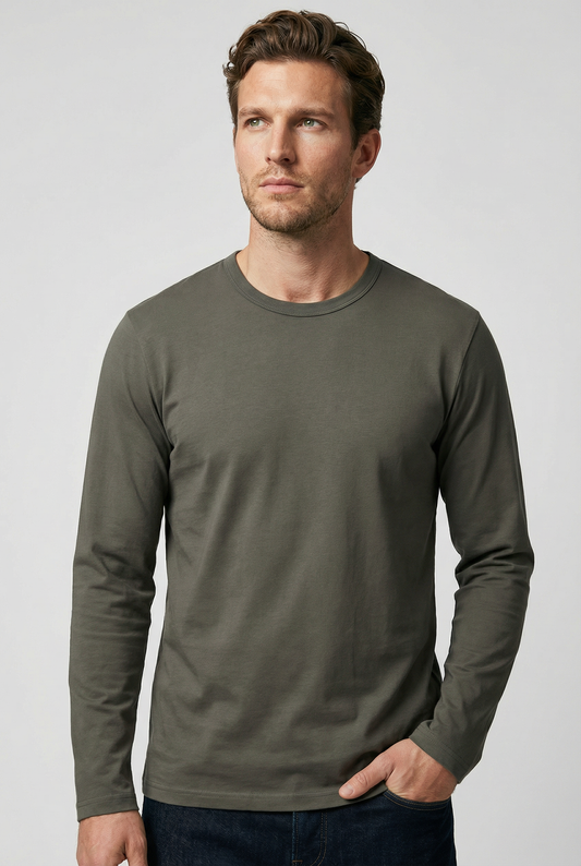 Bevis Long Sleeve Cotton T-shirt - Olive