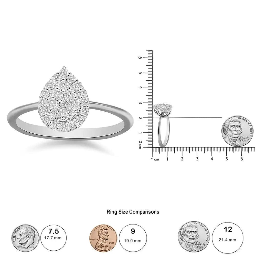 10K White Gold 3/8 Cttw Round-Cut Lab Grown Diamond Cluster Pear Promise Ring (G-H Color, VS2-SI1 Clarity). White gold diamond band - BelleHarris