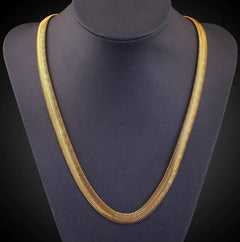 14K Yellow Gold Herring Bone Classic Korean Chain - BelleHarris