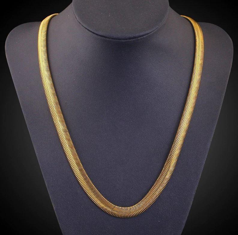 14K Yellow Gold Herring Bone Classic Korean Chain - BelleHarris