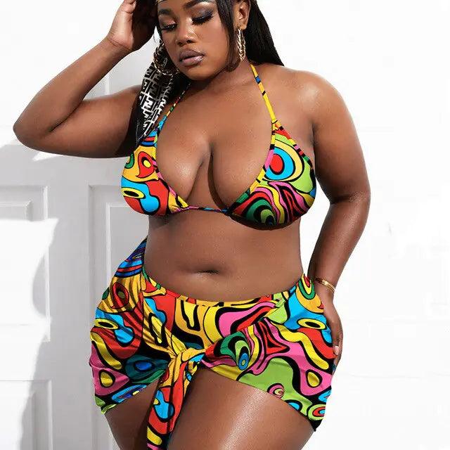 3 Piece Plus Size Swimsuit Set - BelleHarris