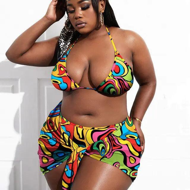 3 Piece Plus Size Swimsuit Set - BelleHarris