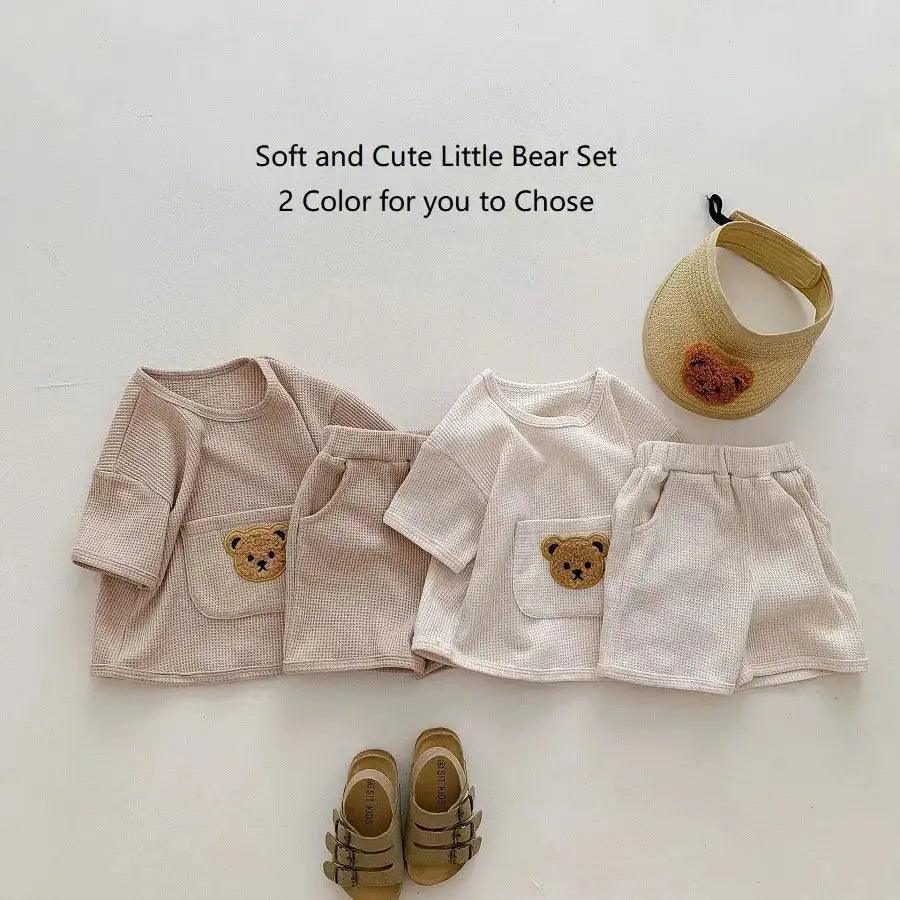 Toddler outfits-Bear Waffle Toddler Set
