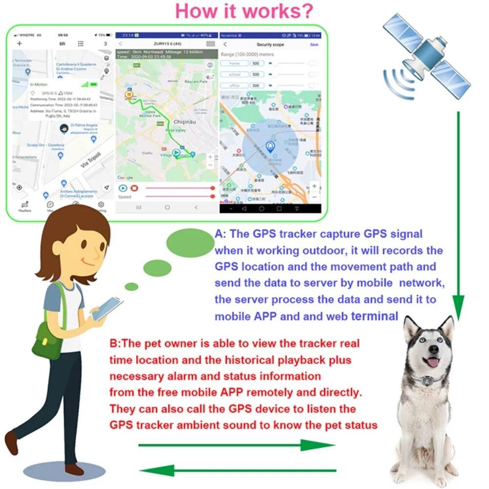 4g Gps Tracker For Dogs Locator Waterproof Anti-Lost Device Smart - BelleHarris