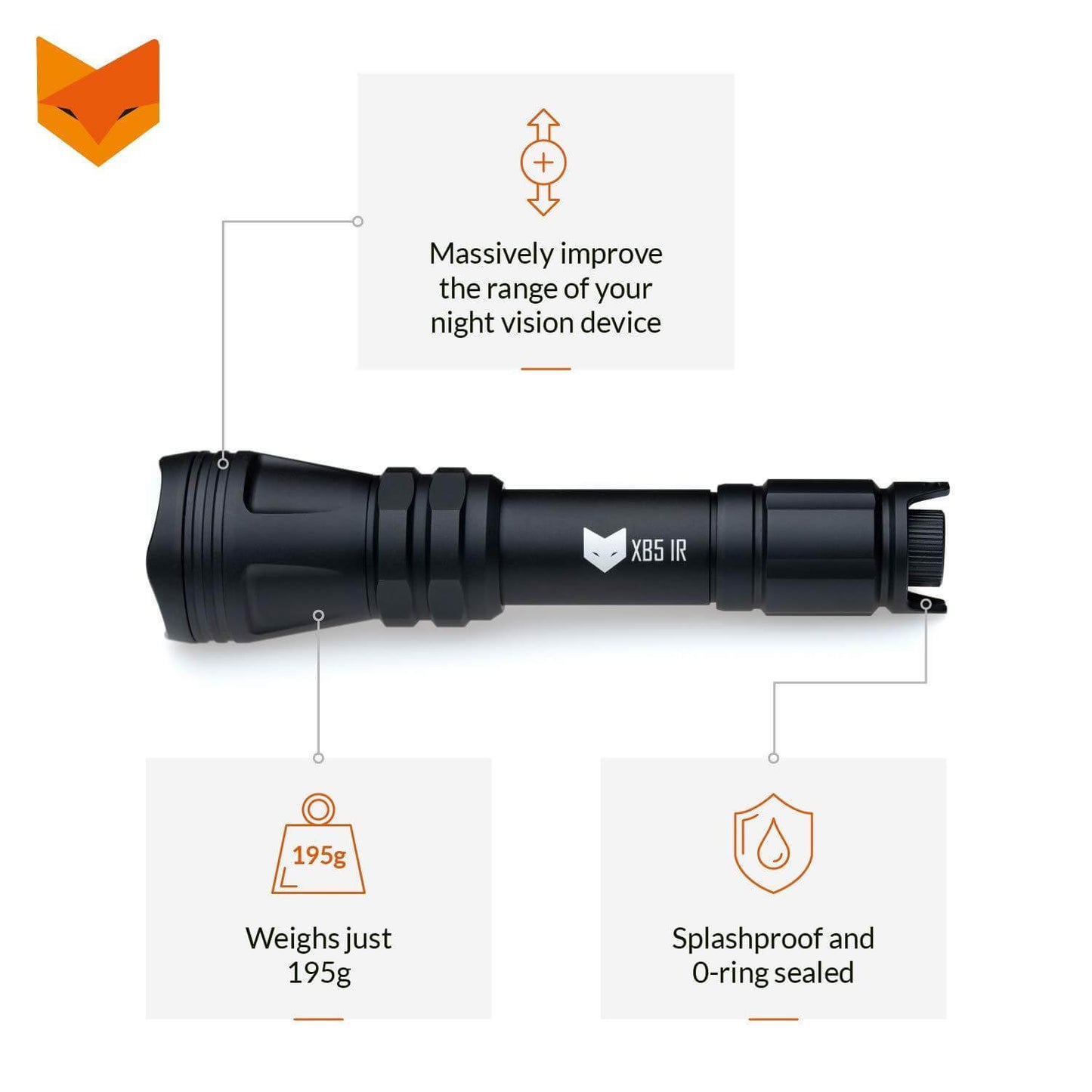 Refurbished Nightfox XB5 940nm Low Glow Infrared Flashlight