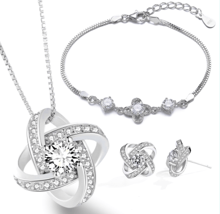 925 Sterling Silver Necklace For Women Forever Heart AAA Zircon Mosaic Necklaces & Pendants Gift - BelleHarris