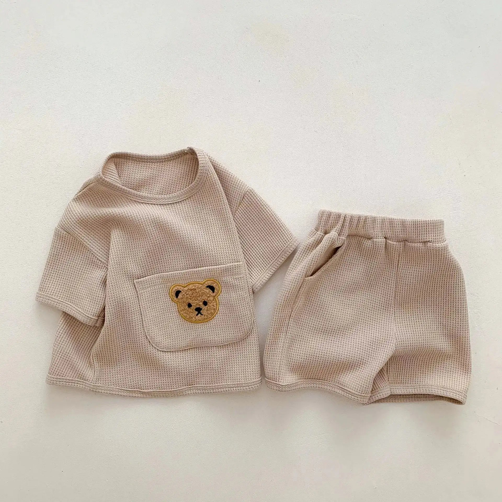 Toddler outfits-Bear Waffle Toddler Set