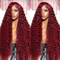 Transparent Lace Front Wig: Deep Remy Hair, 99J Burgundy