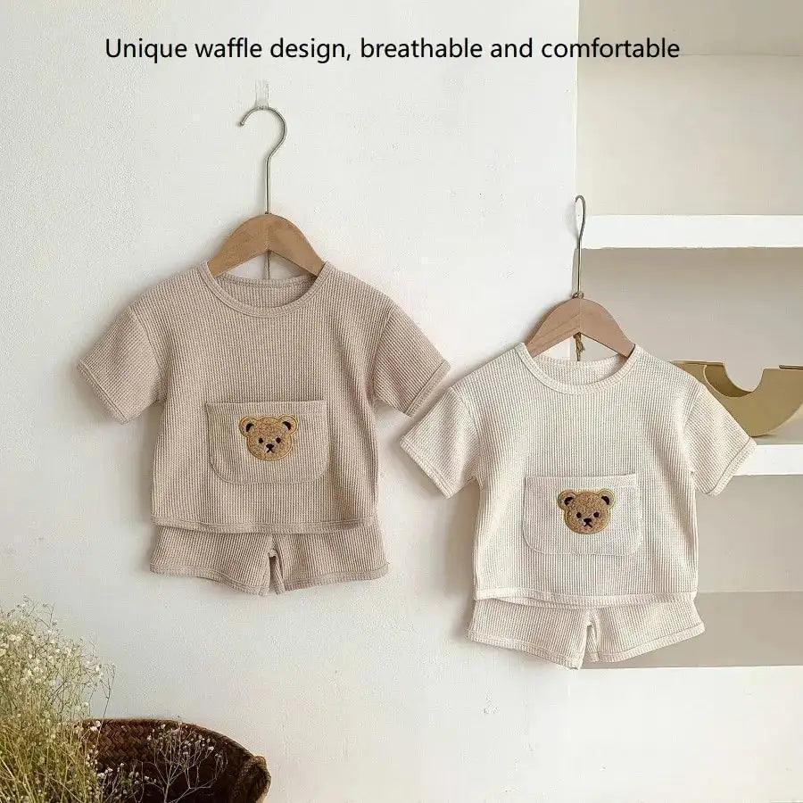 Toddler outfits-Bear Waffle Toddler Set