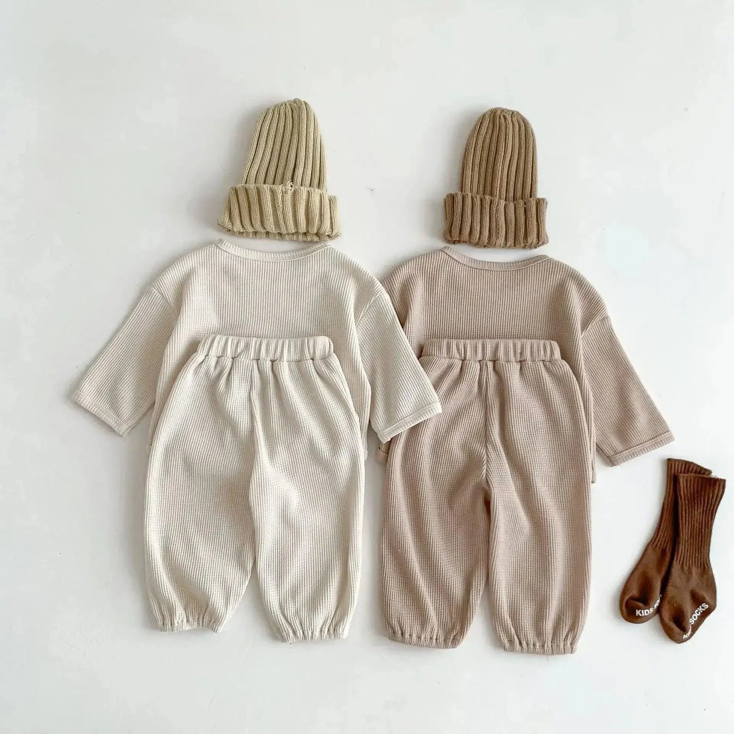Toddler outfits-Bear Waffle Toddler Set