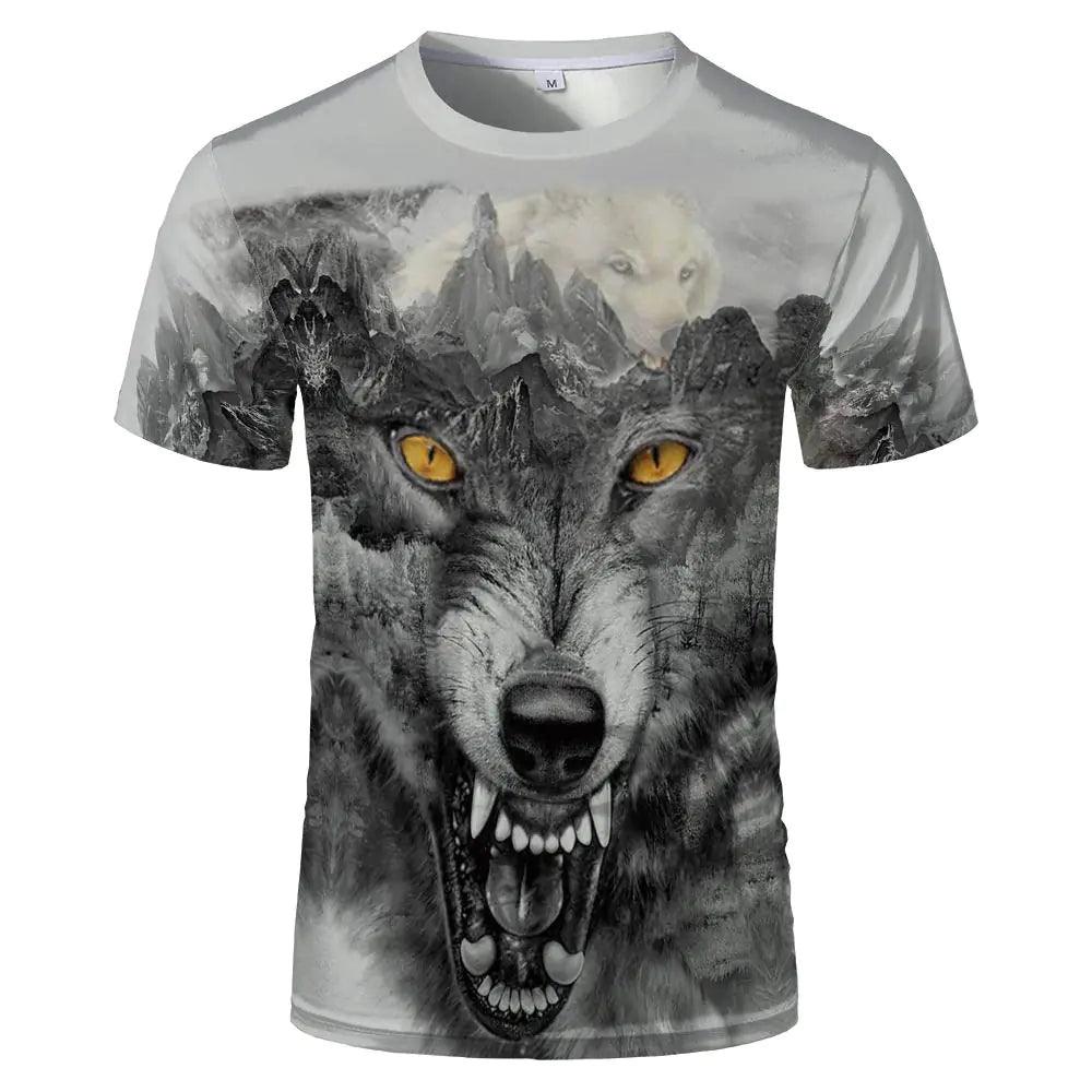 Cerbukt Mens Wolf Graphic 3D Print with The Cool T-ShirtMulticolored43XL