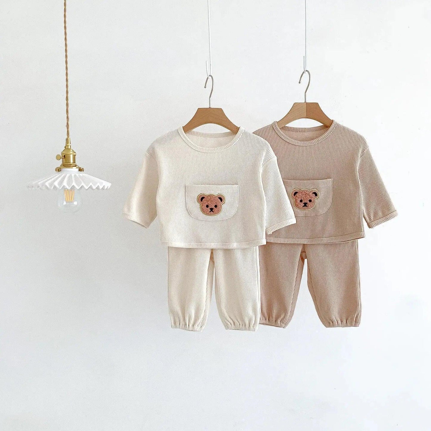 Toddler outfits-Bear Waffle Toddler Set