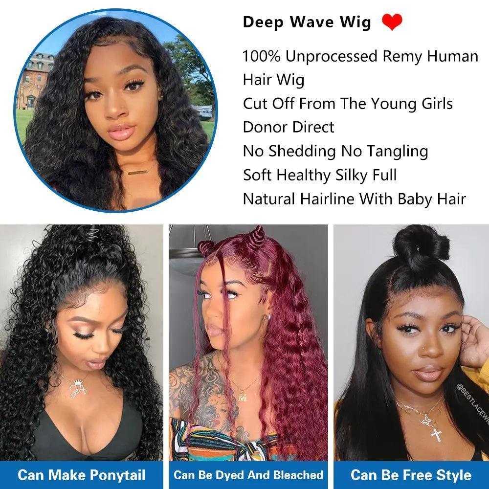 Deep Wave Frontal lace front Wig