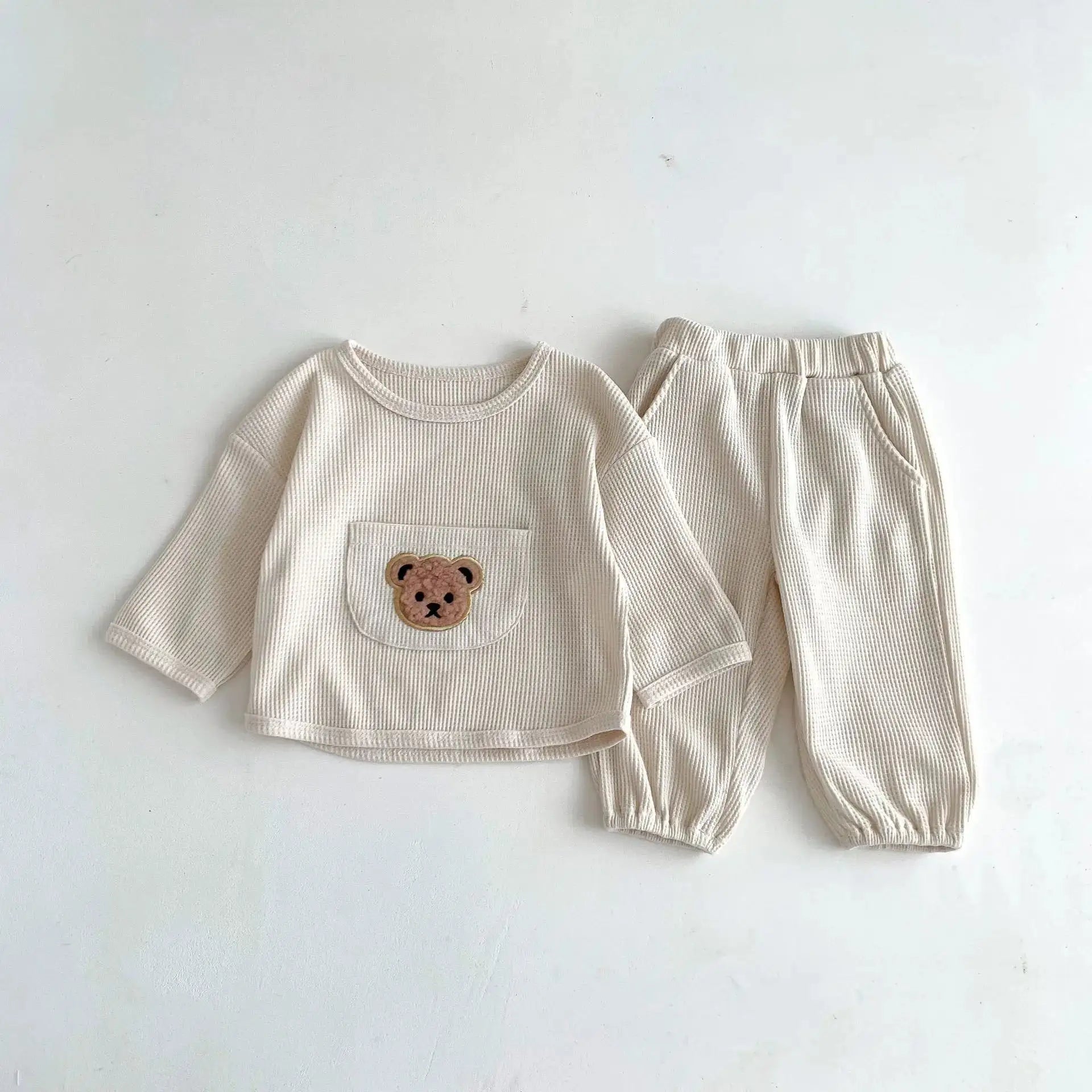 Toddler outfits-Bear Waffle Toddler Set