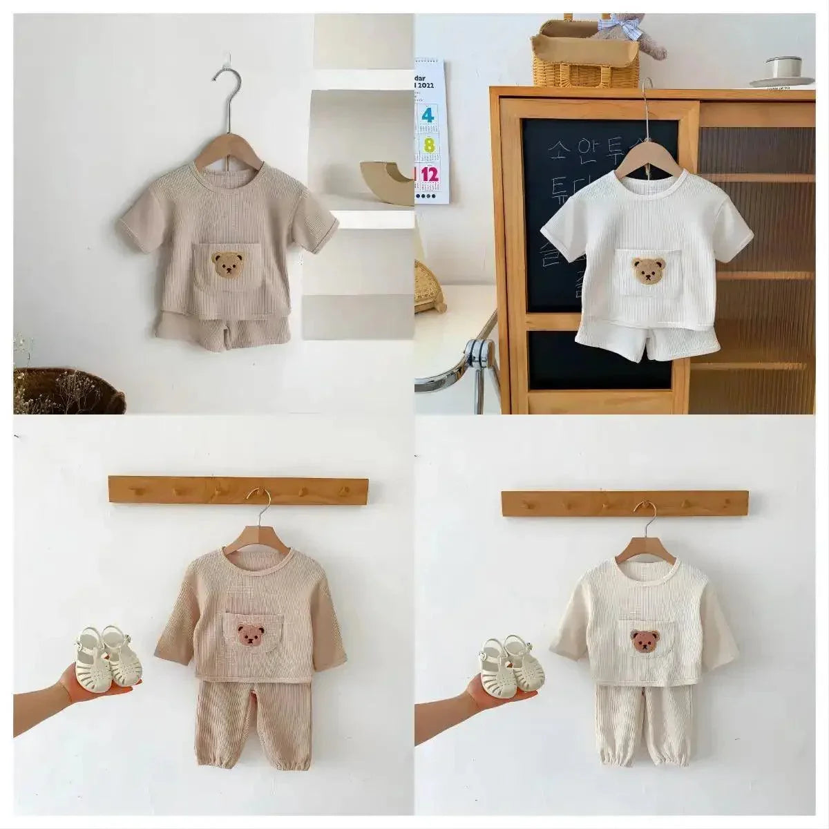 Toddler outfits-Bear Waffle Toddler Set