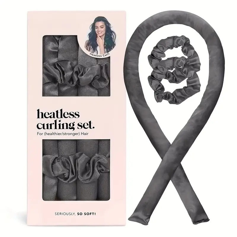 NNEDSZ 2 Pcs Black Satin Heatless Hair Curling Rod Set for Sleep-In Styling | No Heat Damage | Tie-Dye Design