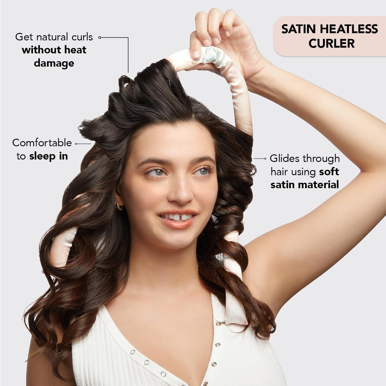 NNEDSZ 2 Pcs Black Satin Heatless Hair Curling Rod Set for Sleep-In Styling | No Heat Damage | Tie-Dye Design