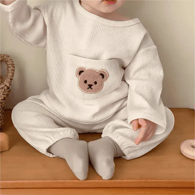 Toddler outfits-Bear Waffle Toddler Set