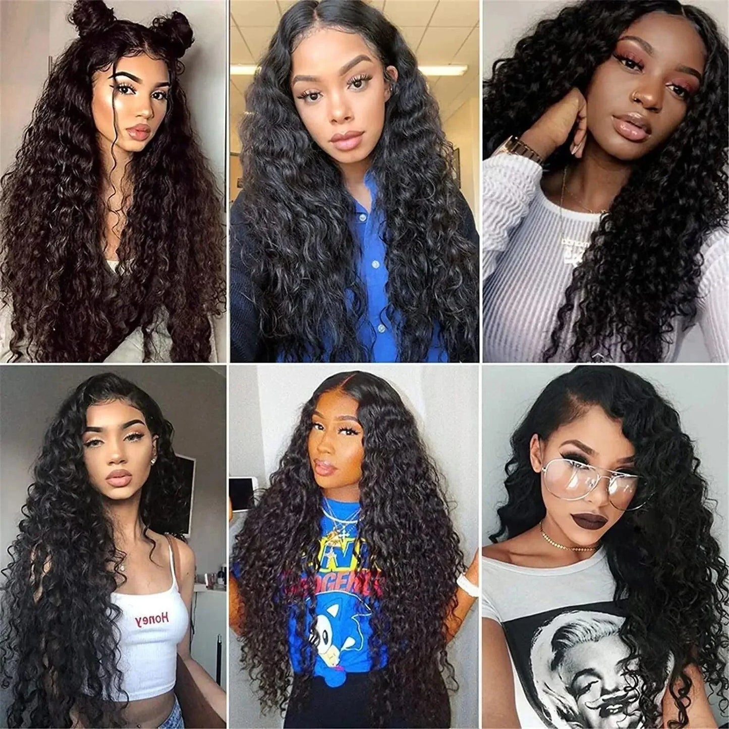 Hair Front Wig Women's Brazilian Human Hair Long Curly Lace Wavy Hair Wig - US 2023