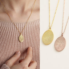 Actual Fingerprint Necklace Memorial Thumbprint Jewelry- Belleharris - BelleHarris