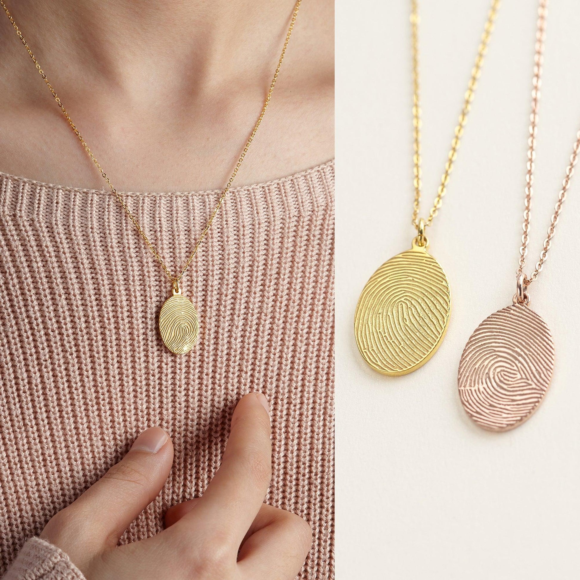 Actual Fingerprint Necklace Memorial Thumbprint Jewelry- Belleharris - BelleHarris