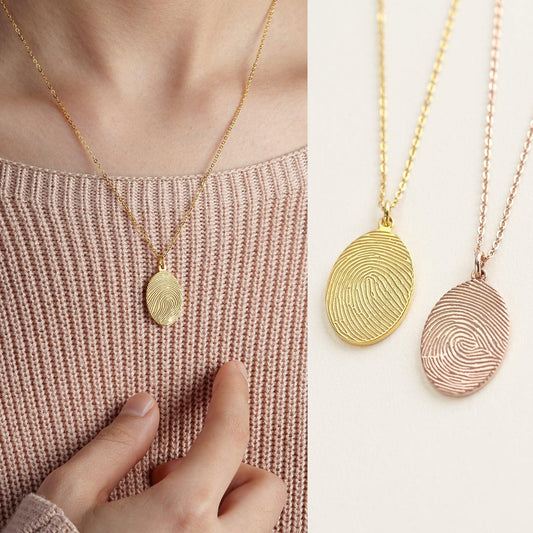 Actual Fingerprint Necklace Memorial Thumbprint Jewelry- Belleharris - BelleHarris