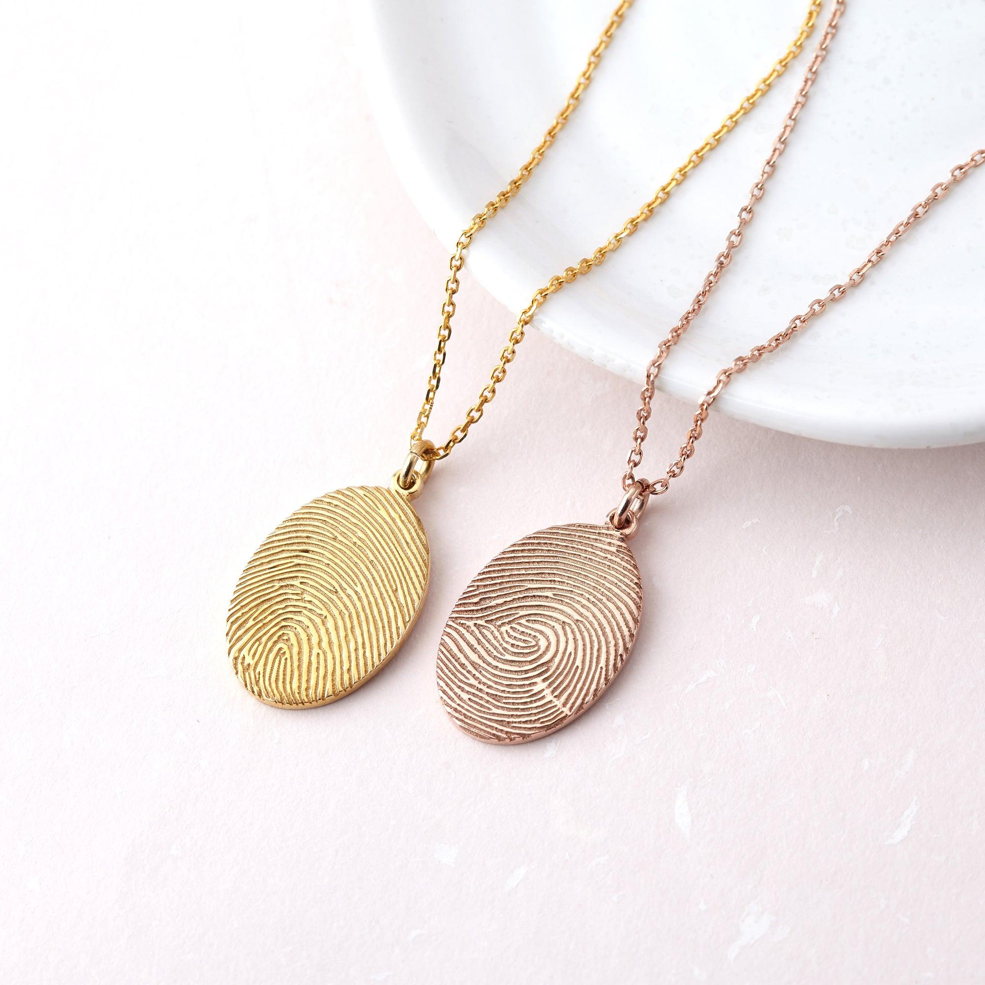 Actual Fingerprint Necklace Memorial Thumbprint Jewelry- Belleharris - BelleHarris