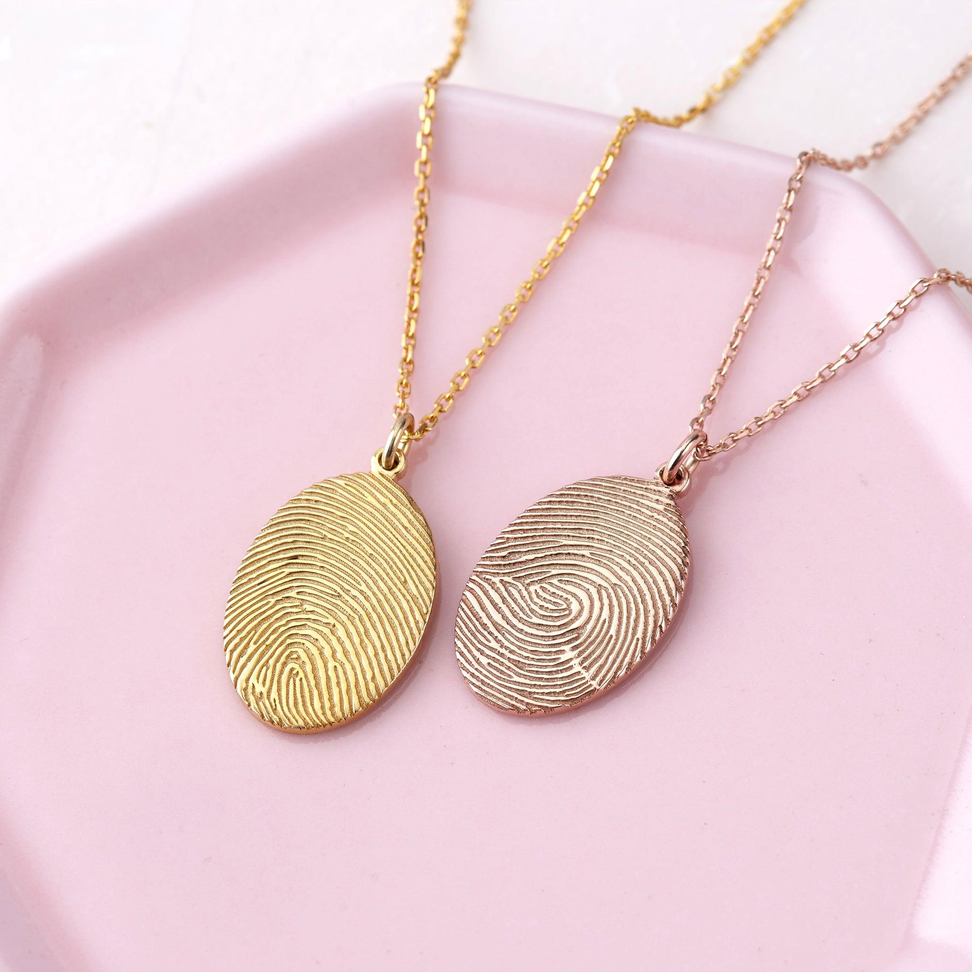 Actual Fingerprint Necklace Memorial Thumbprint Jewelry- Belleharris - BelleHarris