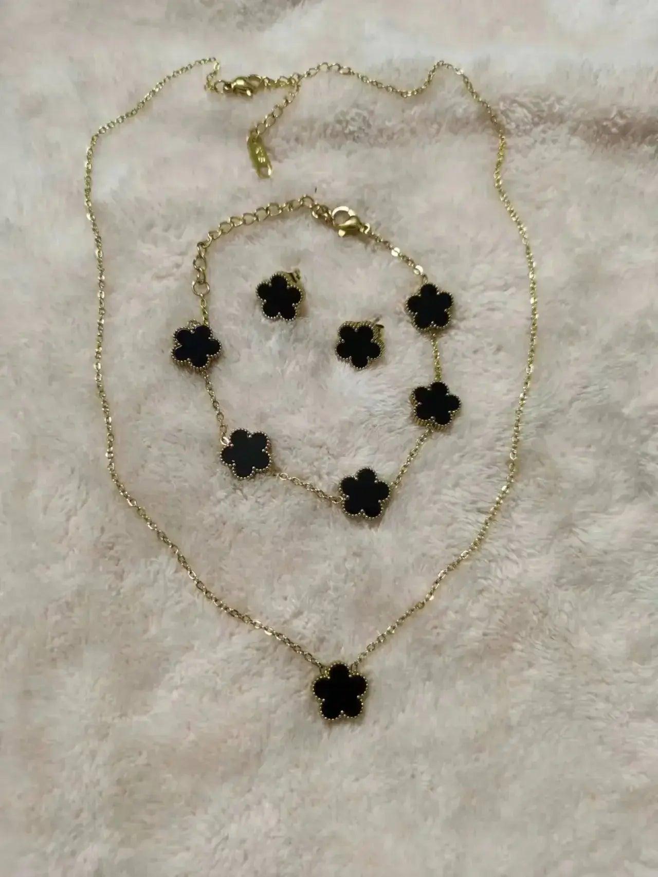 Adjustable Flower Bracelet and Necklace Set - BelleHarris - BelleHarris