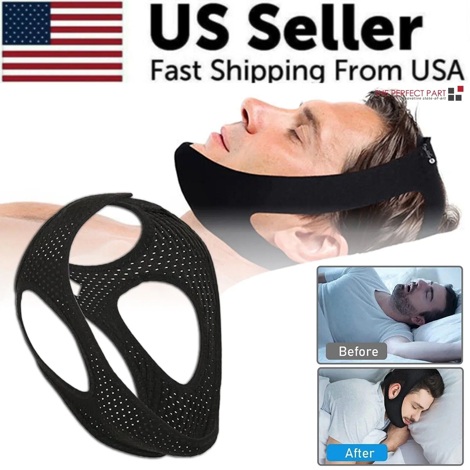 Anti Snoring Chin Strap Sleep Apnea Snore Stop Belt Snoreless Sleep Jaw Solution - BelleHarris