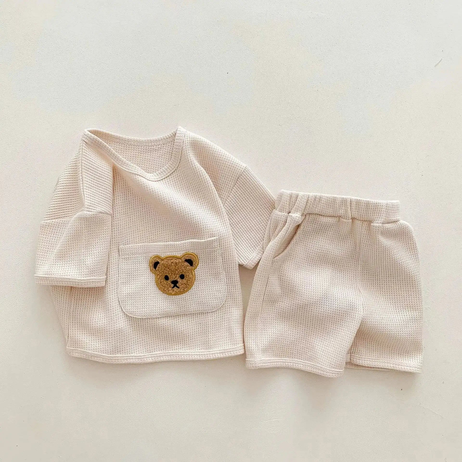 Toddler outfits-Bear Waffle Toddler Set