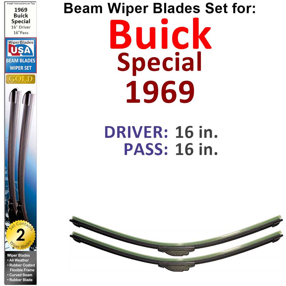 Beam Wiper Blades for 1969 Buick Special (Set of 2) - BelleHarris