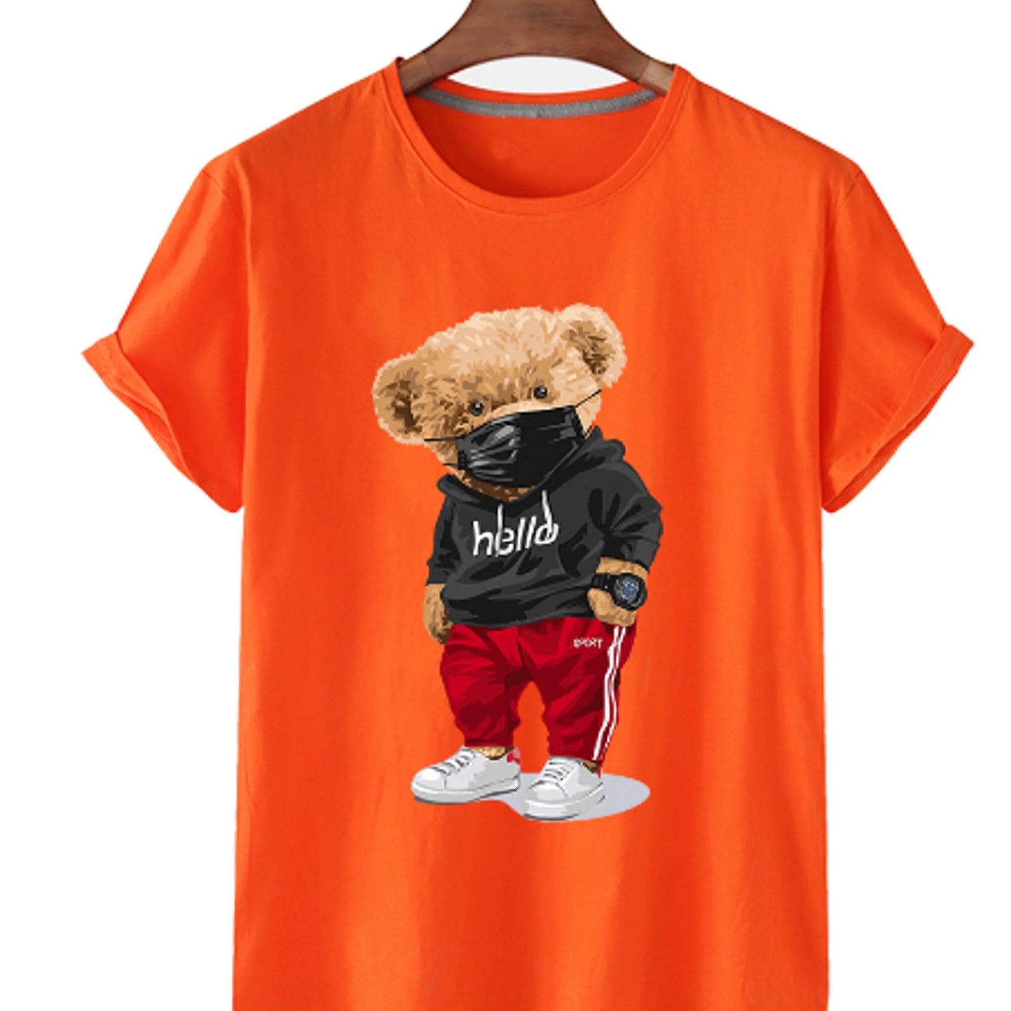Bear Print Men's Cotton T Shirt - BelleHarris