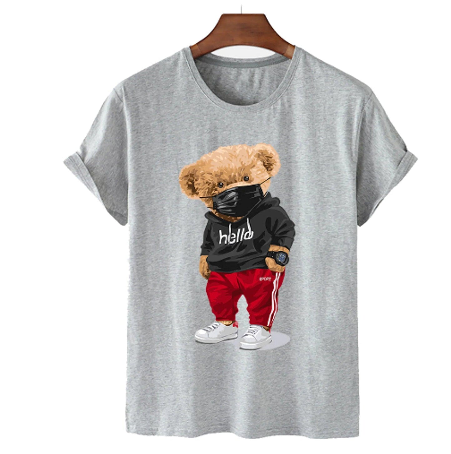 Bear Print Men's Cotton T Shirt - BelleHarris