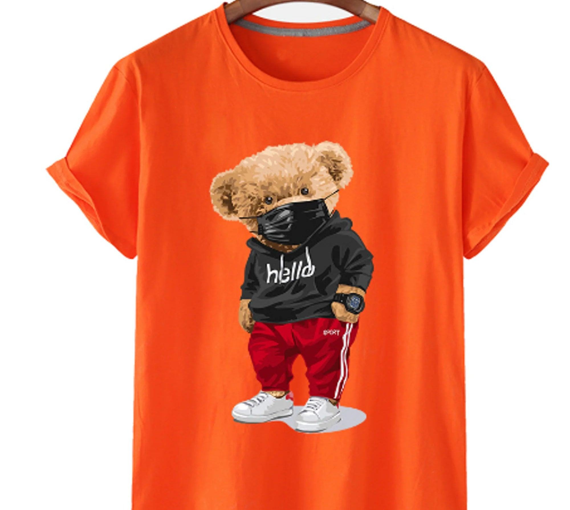 Bear Print Men's Cotton T Shirt - BelleHarris