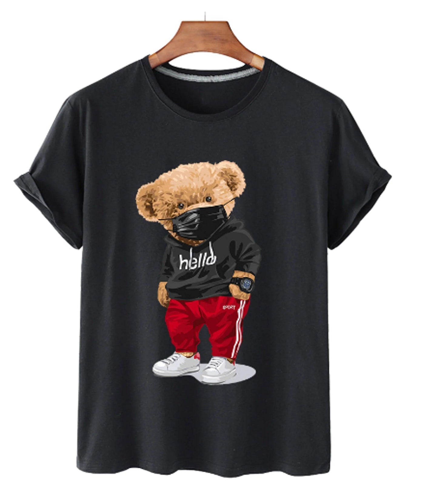 Bear Print Men's Cotton T Shirt - BelleHarris