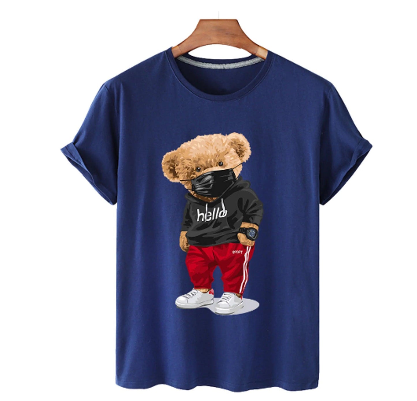 Bear Print Men's Cotton T Shirt - BelleHarris