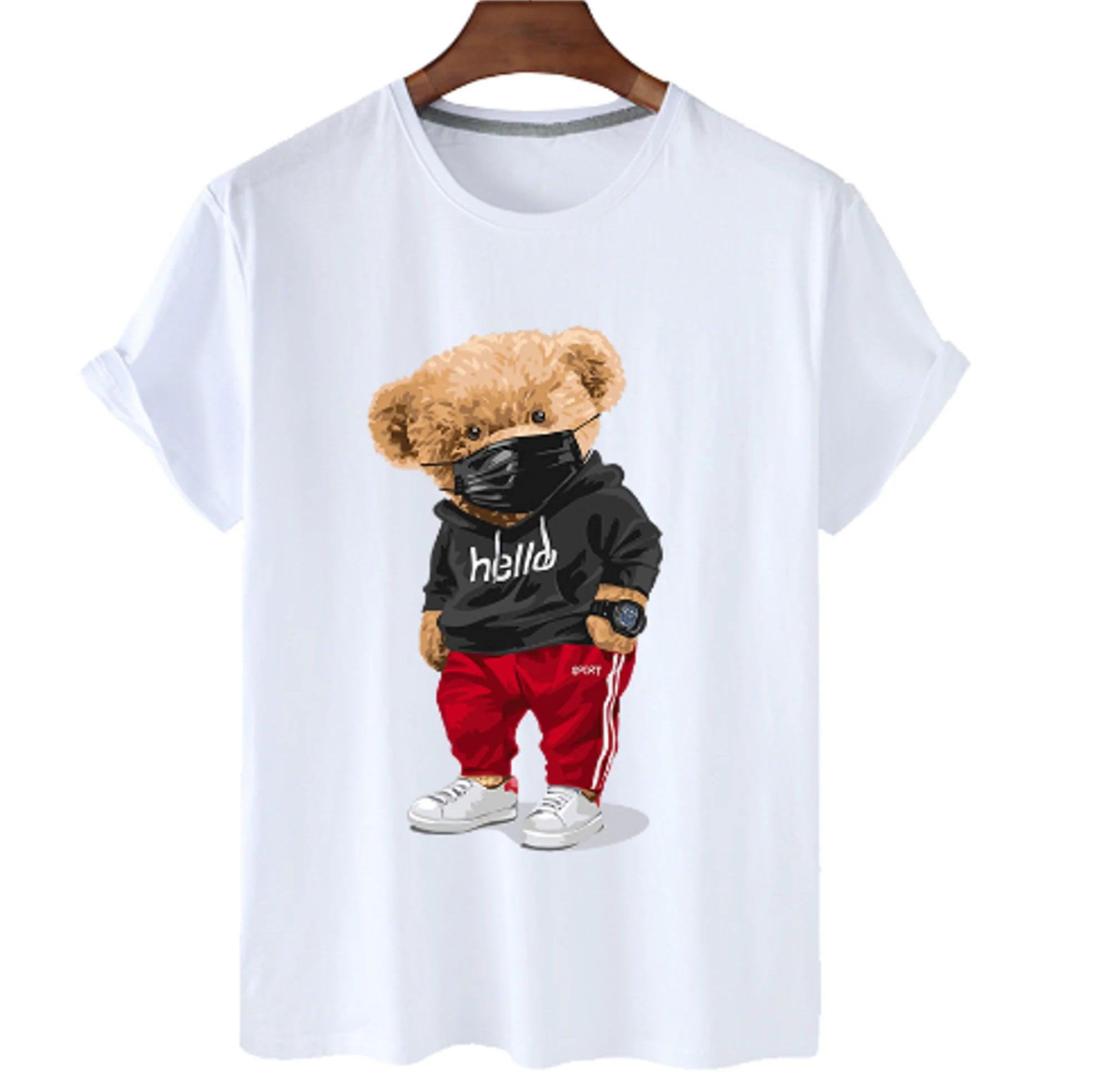 Bear Print Men's Cotton T Shirt - BelleHarris