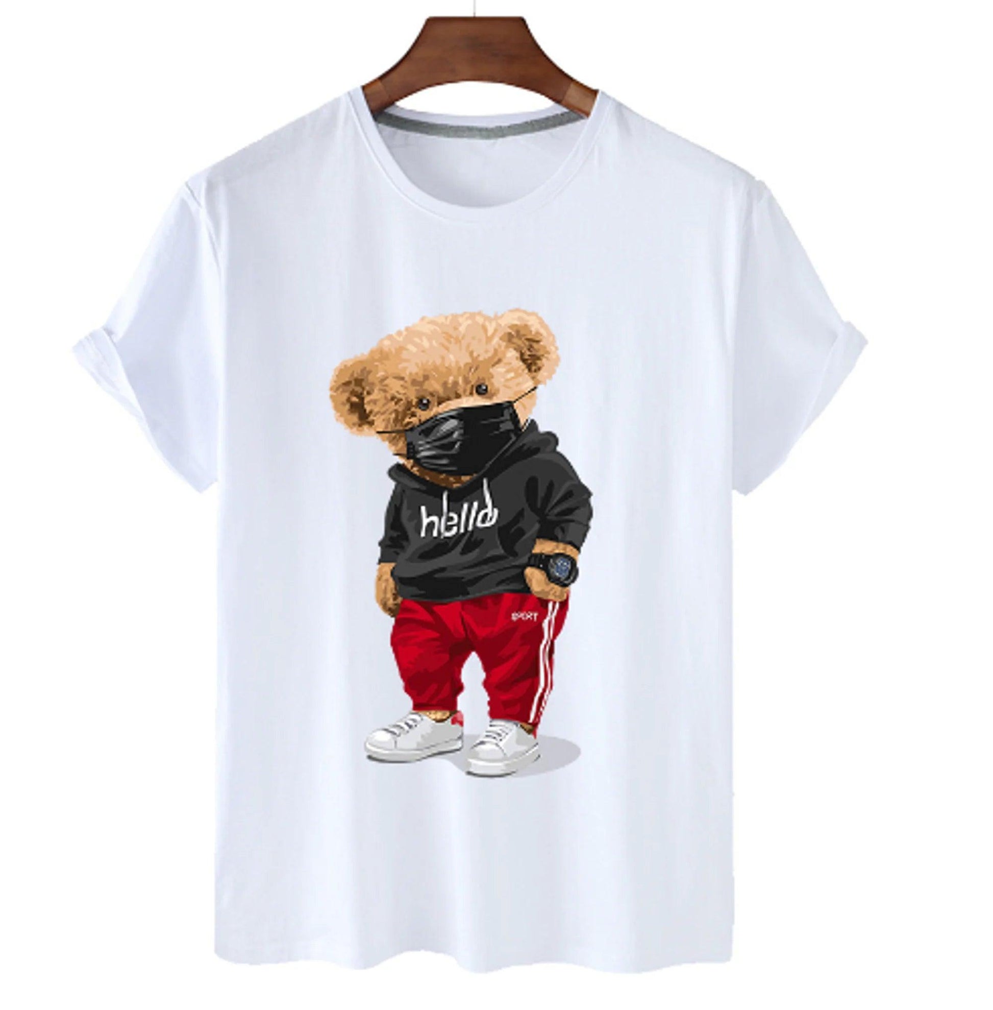 Bear Print Men's Cotton T Shirt - BelleHarris