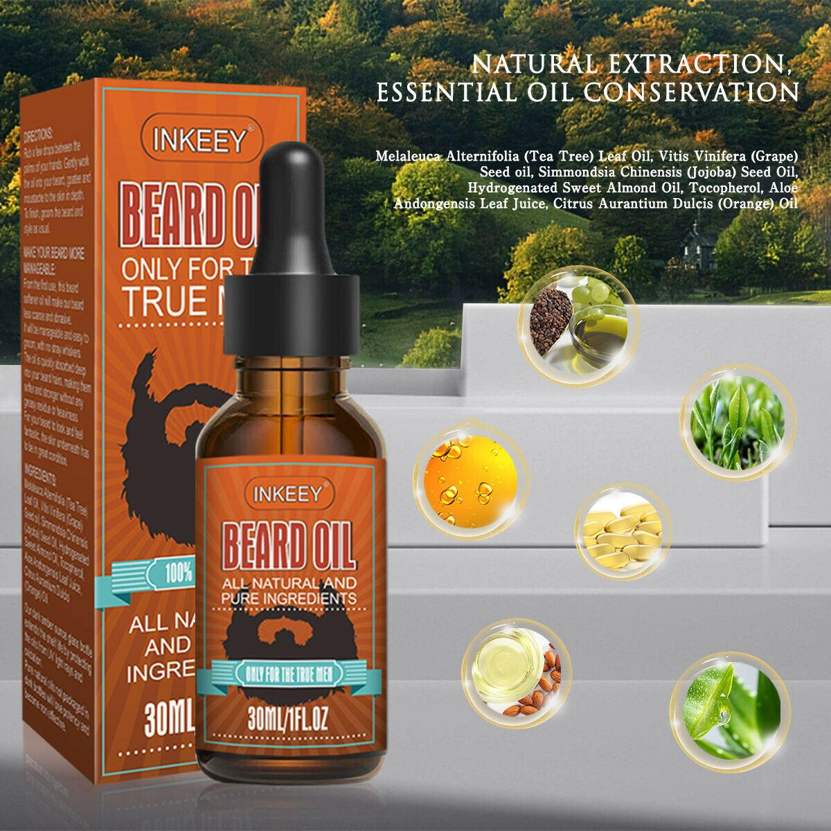 Beard Oil For MEN Hair Growth Oil Serum Mustache Grooming Growing Moisturizer US - BelleHarris